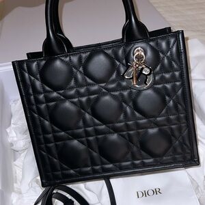 Dior Black Quilted Tote with Silver Accents